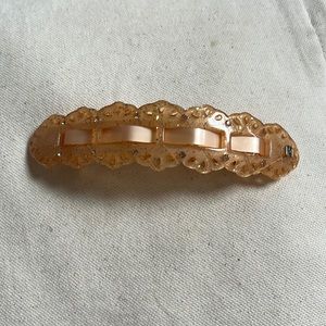 Alexandre de Paris coral ribbon effect sparkly barrette with crystals